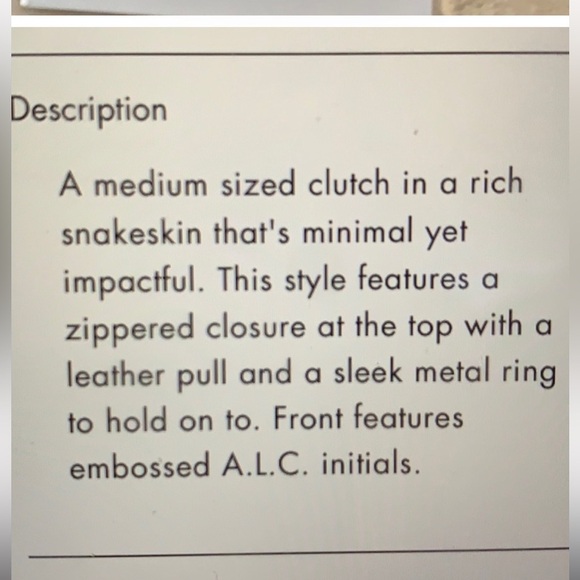 A.L.C. Joni Gold Snakeskin Handbag Clutch Purse NWT - Picture 8 of 8